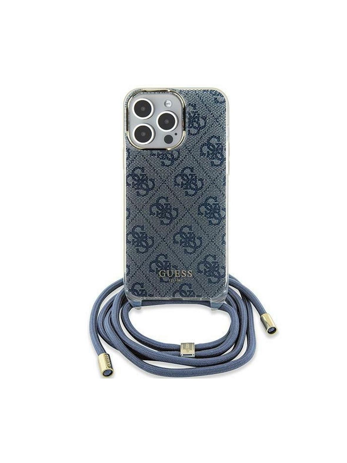 GUESS futerał do IPHONE 15 GUHCP15SHC4SEB (Crossbody Cord 4G Print) niebieski