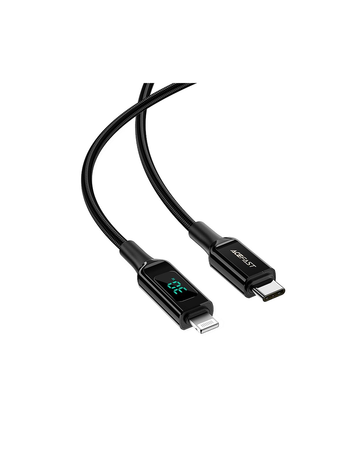 ACEFAST kabel Typ C do Lightning MFi 3A PD 30W LCD C6-01 1,2 m czarny