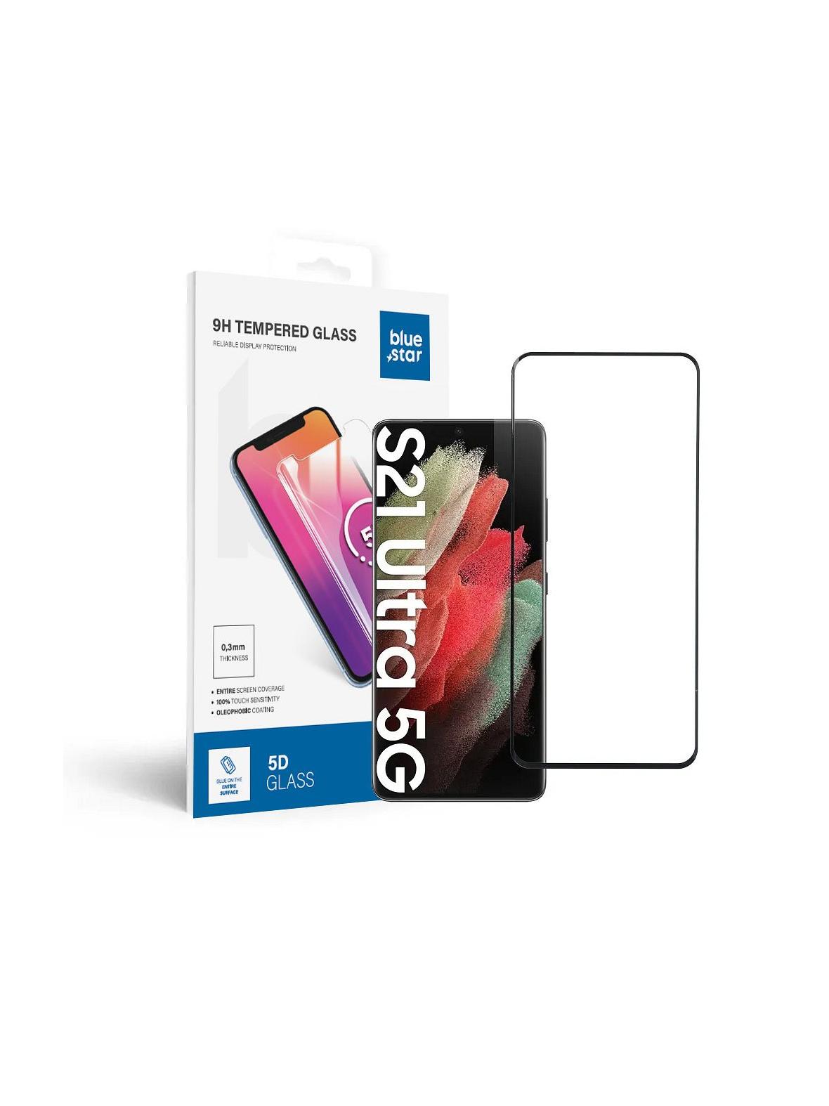 Szkło hartowane do Samsung Galaxy S21 ULTRA (full glue / case friendly) Blue Star 5D czarne