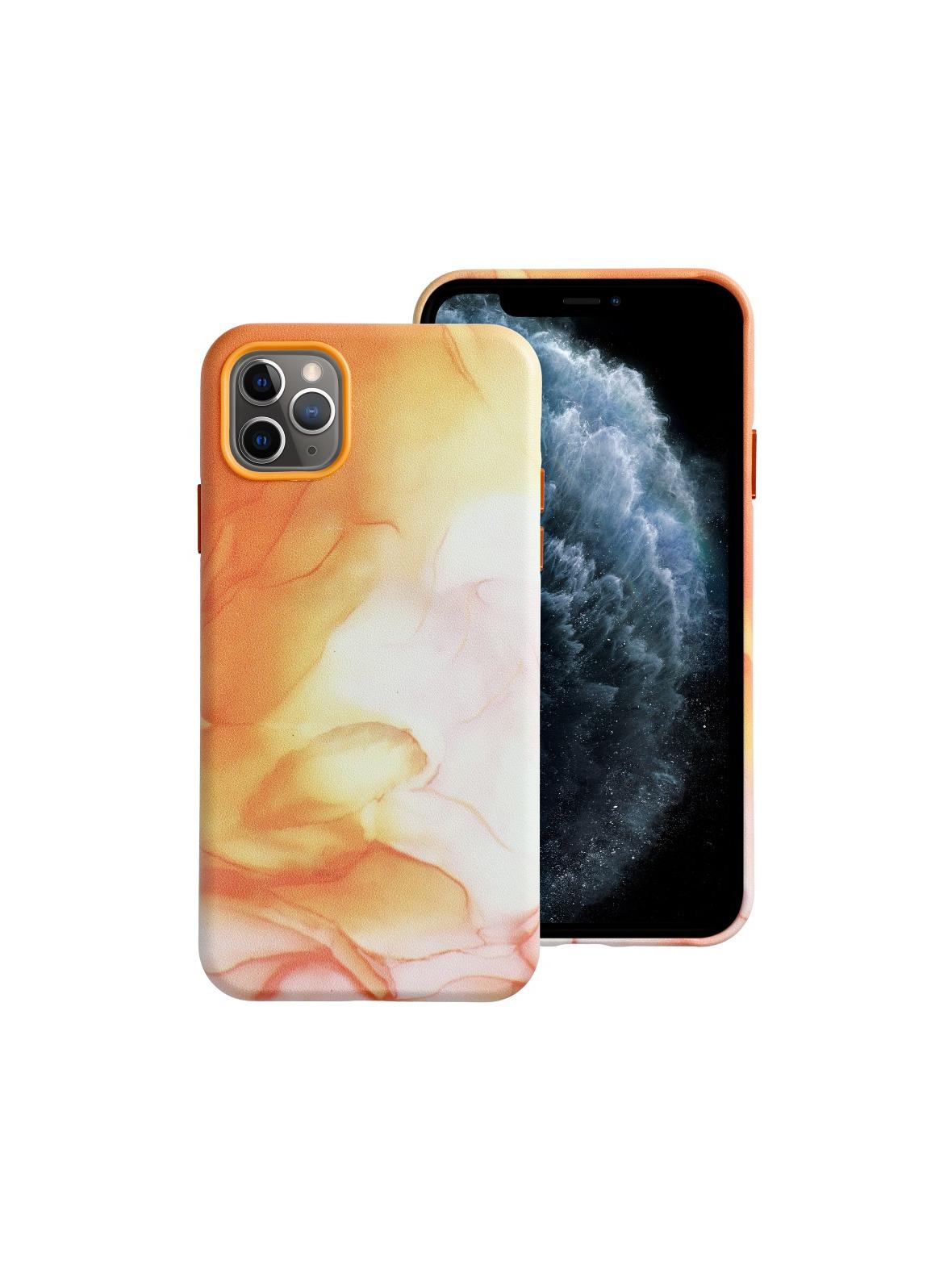 Futerał LEATHER MAG COVER kompatybilny z MagSafe do IPHONE 11 Pro Max orange splash