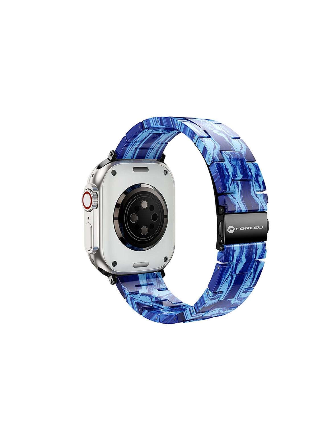Pasek do Apple Watch Forcell F-Design FA04 zatrzask żywiczny marmurkowy 42 / 44 / 45 / 49 mm niebieski
