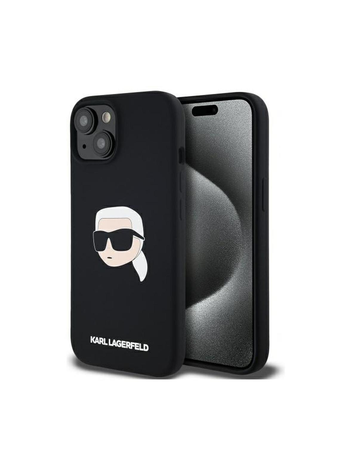 KARL LAGERFELD futerał do IPHONE 15 kompatybilny z MagSafe KLHMP15SSKHPPLK (SIL KL Head Print) black