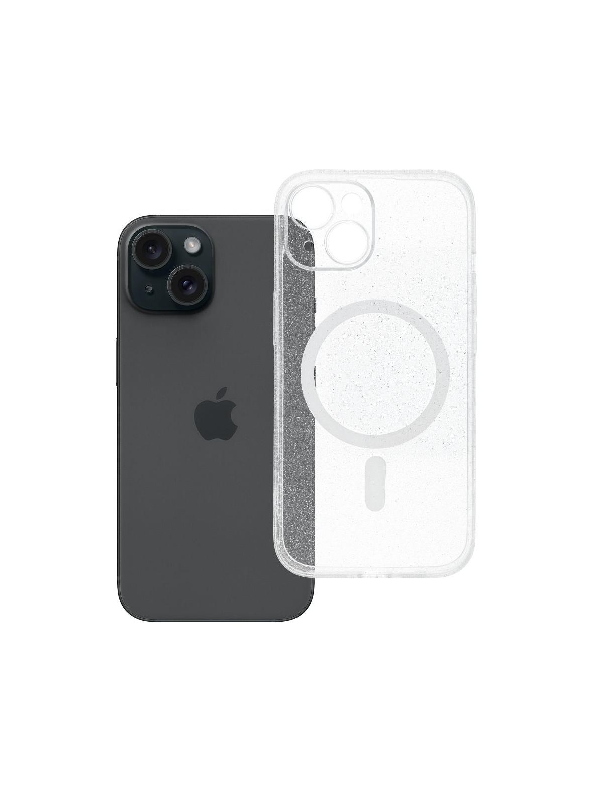 Futerał do iPhone 15 Clear Mag Cover (STR / CAMERA PROTECTION) zgodny z MagSafe  transparentny glitter