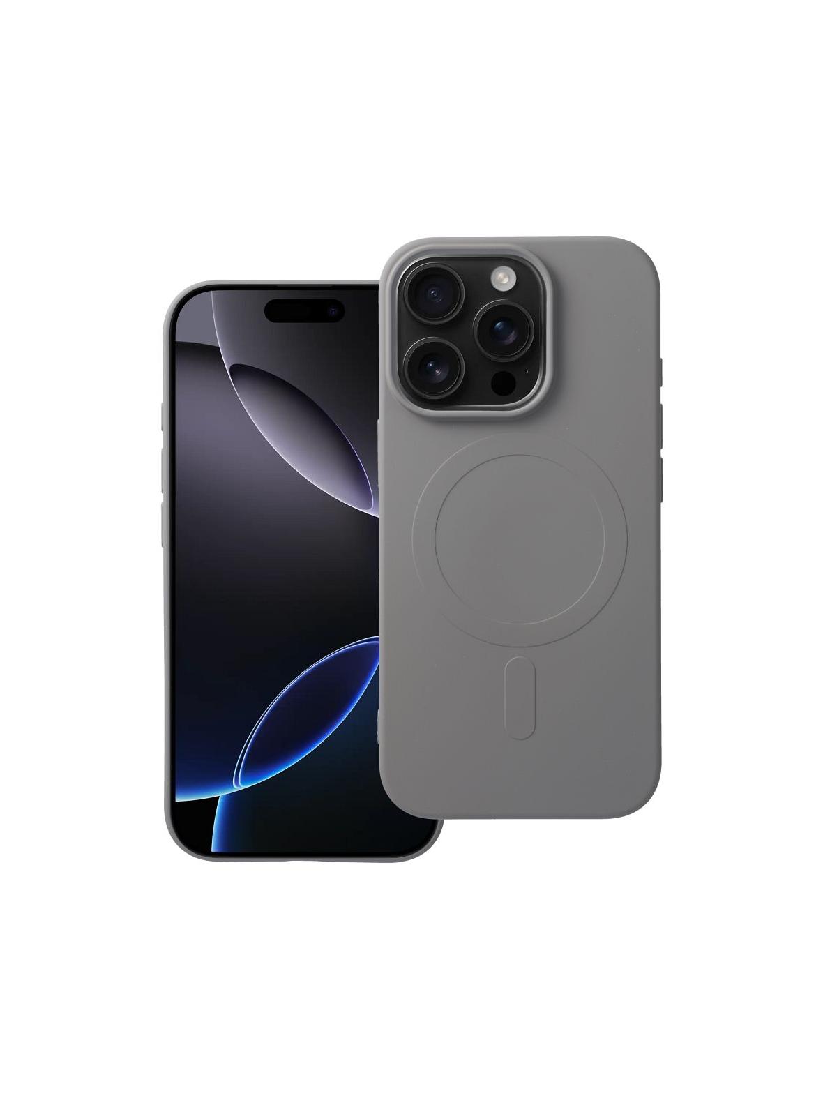 Futerał SILICONE MAG COVER (big hole) kompatybilny z MagSafe do IPHONE 16 Pro tytanowy szary