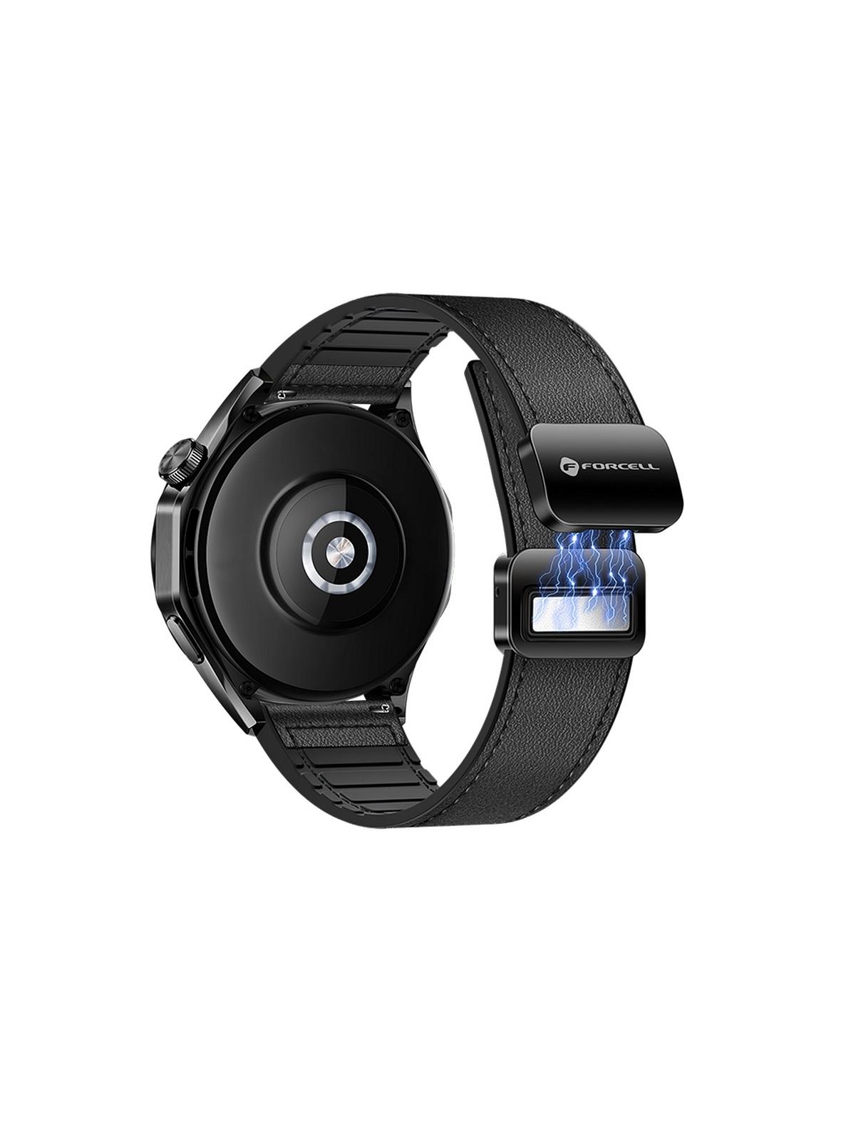 Pasek do Samsung Galaxy Watch Forcell F-Design FS20 magnetyczny skóra ekologiczna 20 mm czarny