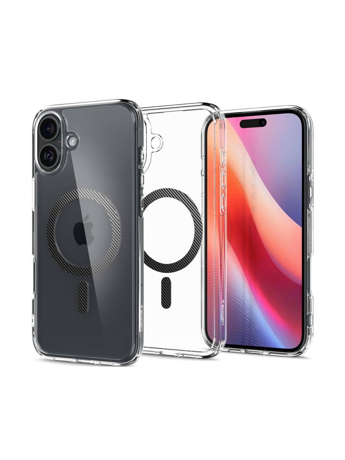 SPIGEN futerał ULTRA HYBRID MAG kompatybilny z MagSafe do IPHONE 16 carbon fiber