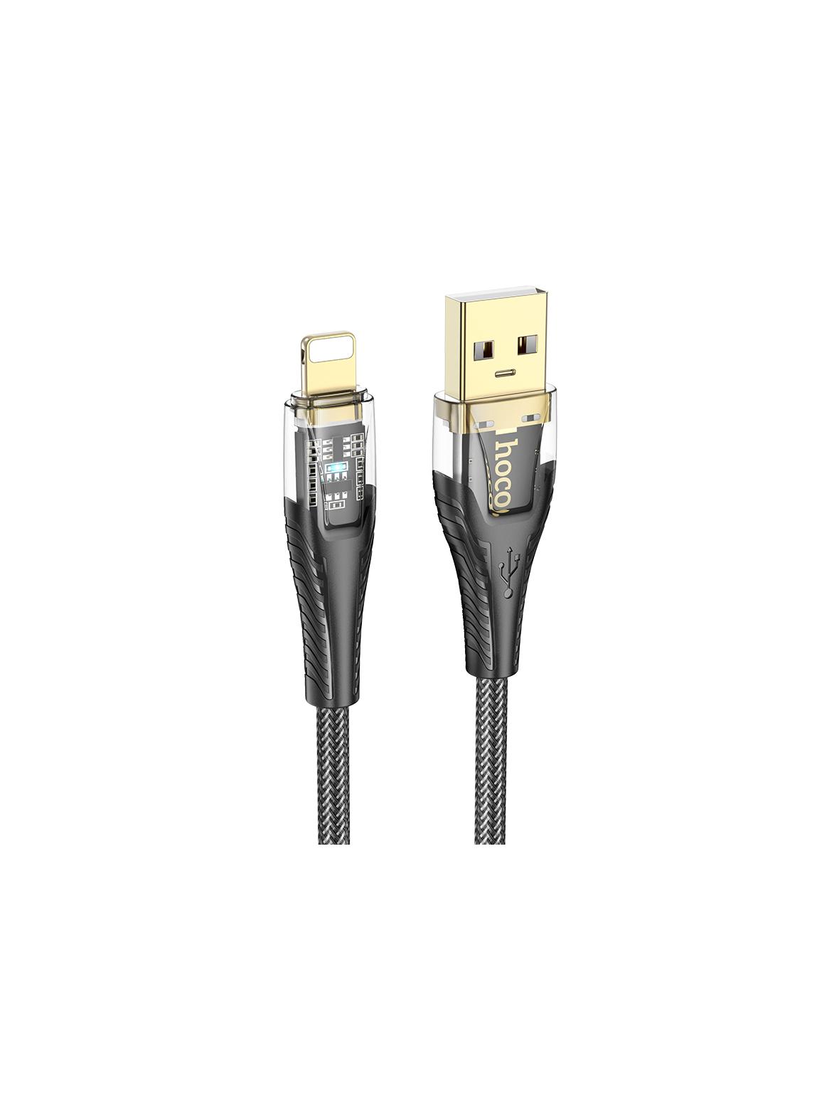 Kabel USB A do Lightning Hoco 2,4A 1,2 m U121 czarny transparentny