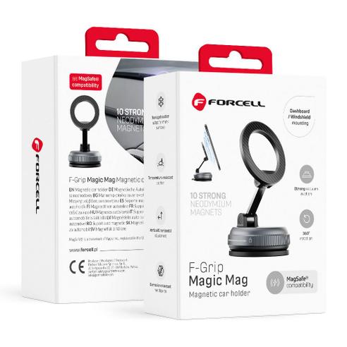 Uchwyt na telefon z przyssawką magnetyczny FORCELL Magic Mag kompatybilny z MagSafe czarny 0INT