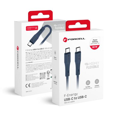Kabel USB-C do USB-C Forcell F-Energy QC4.0 PD 3A 60W Silicone 1 m C344 granatowy