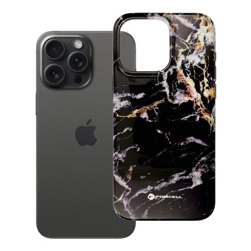 Etui na iPhone 15 PRO MAX Forcell F-Protect Mirage zgodny z MagSafe Military Drop-Test black marble