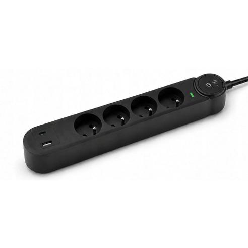 Listwa zasilająca 4 gniazda + USB A + USB C Art FU915 3 m czarna