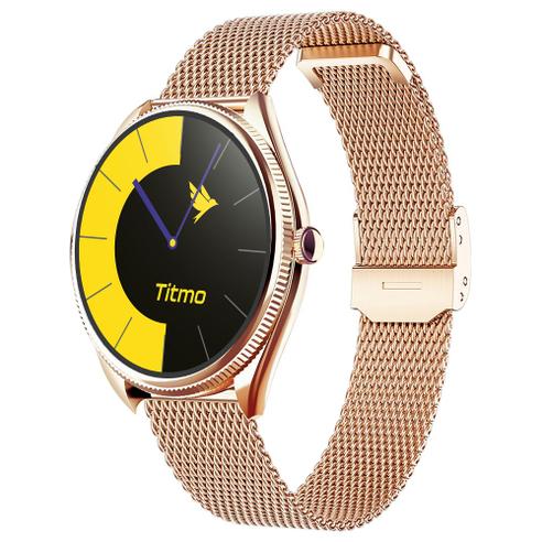 Smartwatch TITMO O-170 (AMOLED, bluetooth call, pasek stal szlachetna gold mesh) złoty 0INT