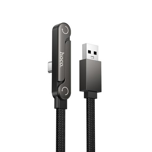Kabel z podstawką USB A do USB C Hoco 3A 1,2 m U150 Exquisite czarny