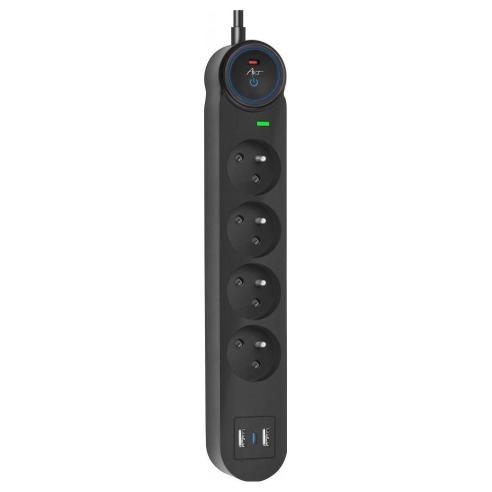 Listwa zasilająca 4 gniazda + 2 x USB A + USB C Art FU815 3 m czarna