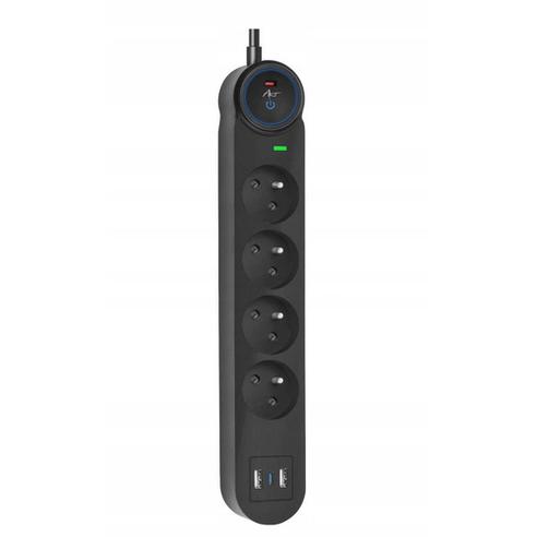 Listwa zasilająca 4 gniazda + 2 x USB A + USB C Art FU810 1,5 m czarna