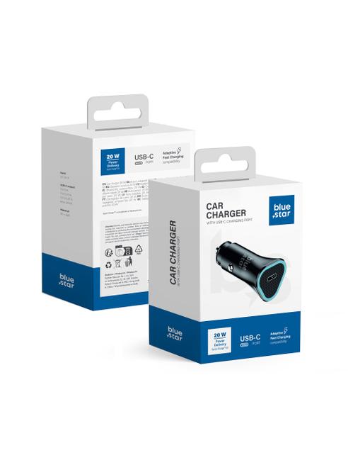 Ładowarka samochodowa Blue Star USB C QC3.0 PD AFC 3A 20W CC391-1C czarna