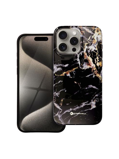 Etui na iPhone 15 PRO MAX Forcell F-Protect Mirage zgodny z MagSafe Military Drop-Test black marble
