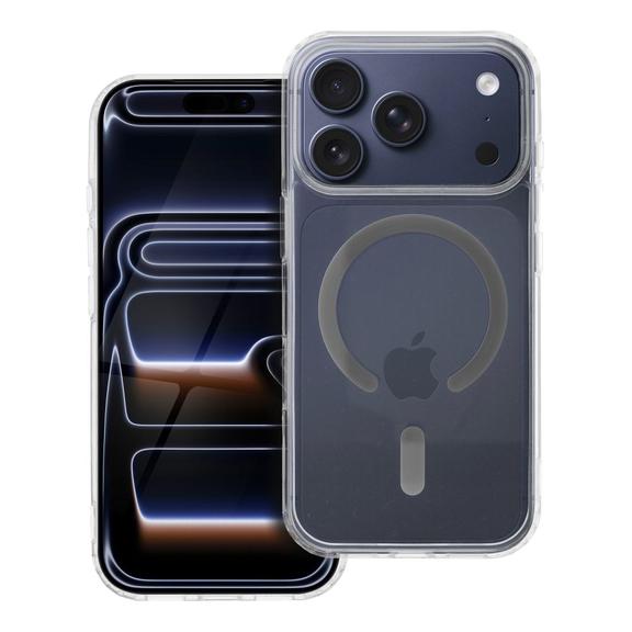 Etui na iPhone 17 Pro / 18 Pro (low camera edge) Drop Glue Colorful Ring Mag Cover zgodne z MagSafe szare