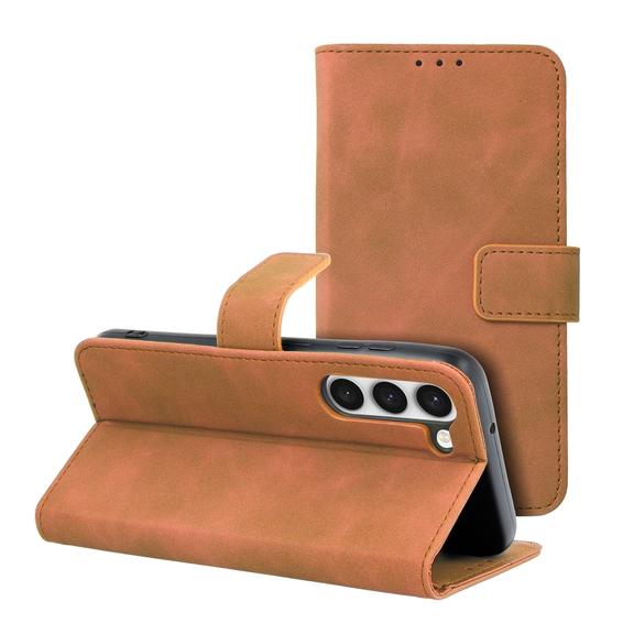 Etui z klapką na Samsung S23 Tender Book brązowe
