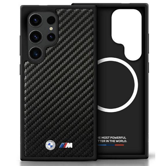 BMW futerał do SAMSUNG S25 Ultra kompatybilny z MagSafe BMHMS25L24PUCILK (PU Carbon Metal Logos) black