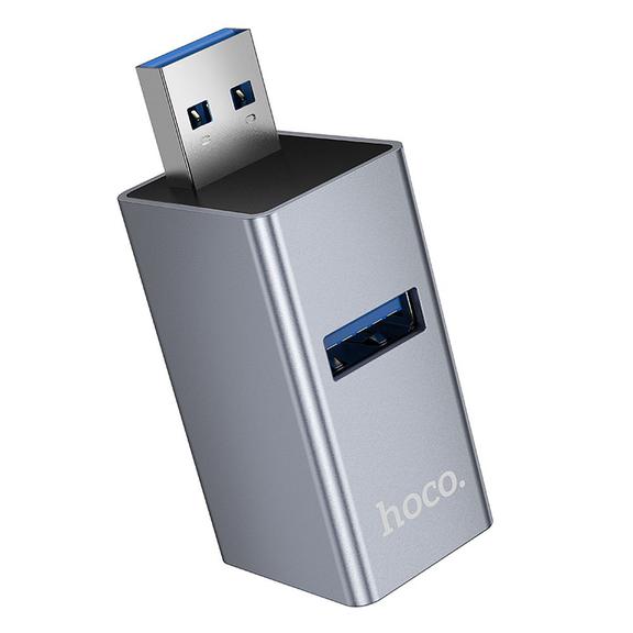 Adapter 3w1 (USB 2.0 x 2+USB 3.0) USB-A Hoco HB54 szary