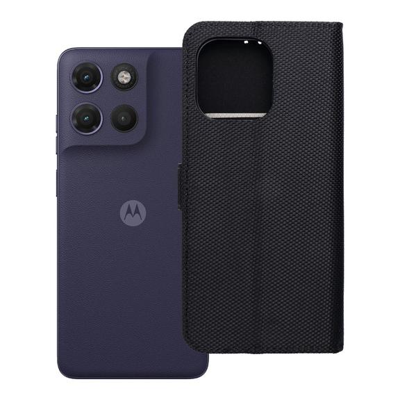 Etui z klapką na Motorola G17 POWER 4Card RFID antykradzieżowe tech fabric czarne