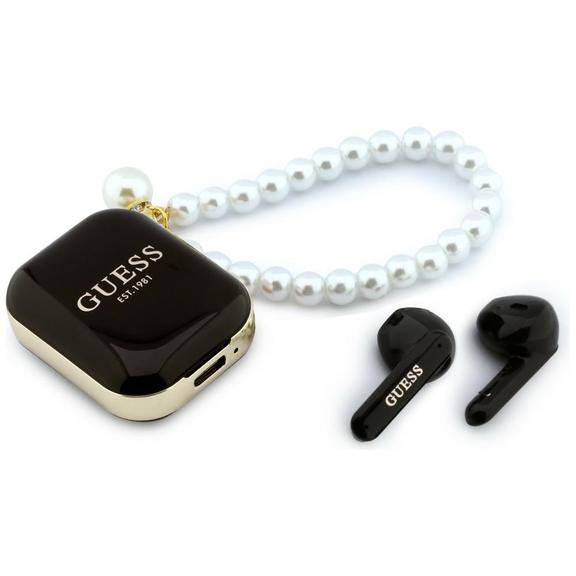 Słuchawki bezprzewodowe douszne GUESS TWS Pearl Strap GUE005292 czarne