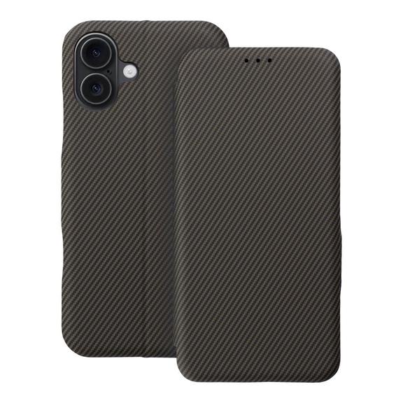 Etui z klapką na iPhone 16 PLUS Folio Side Magnet brązowe
