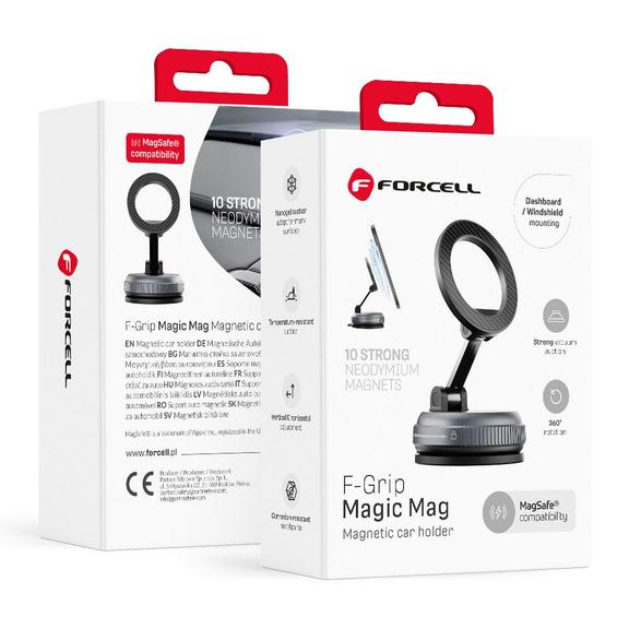 Uchwyt na telefon z przyssawką magnetyczny FORCELL Magic Mag kompatybilny z MagSafe czarny 0INT