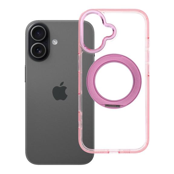 Etui na iPhone 17 Frame Circle Stand zgodne z MagSafe różowe