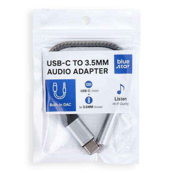 Adapter AUX Typ C (męski) do Jack 3,5 mm (żeński) Blue Star - szary