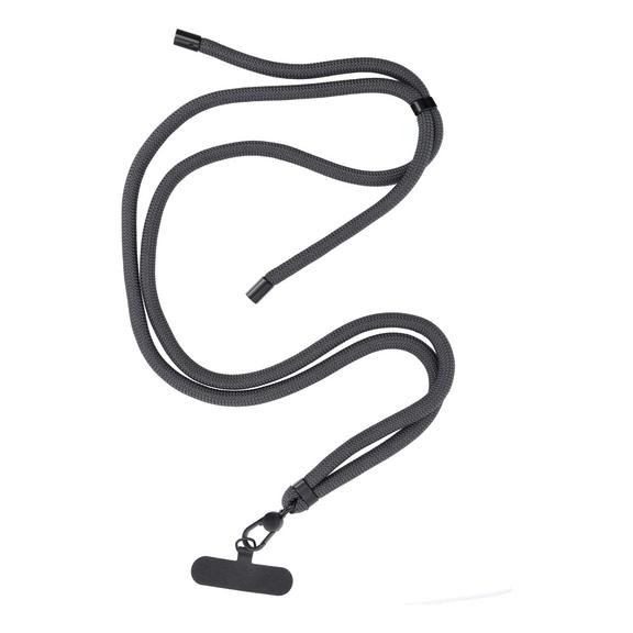Smycz do telefonu, Zawieszka do telefonu - SWING (8mm) z regulacją długości / długość sznura 165cm (max 82,5cm w pętli) / na ramię lub szyję - szary