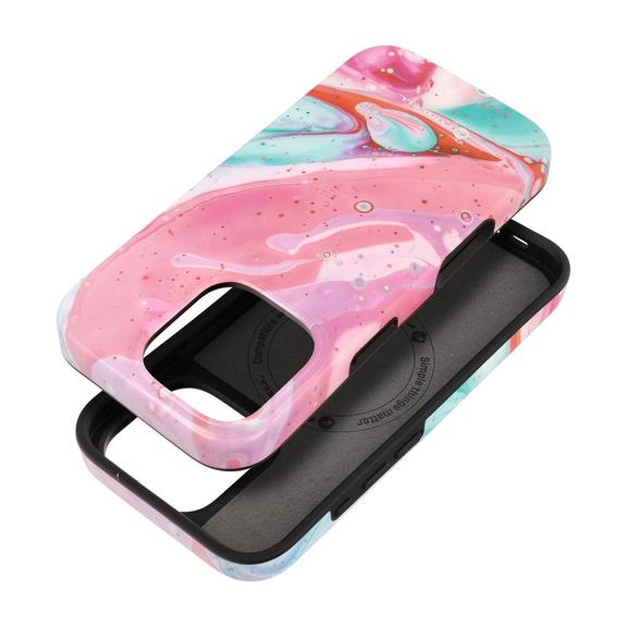 Etui na iPhone 15 PRO MAX Forcell F-Protect Mirage zgodny z MagSafe Military Drop-Test pink marble
