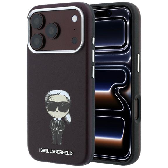 KARL LAGERFELD futerał do IPHONE 18 Pro/ 17 Pro kompatybilny z MagSafe (Smooth Ikonik Sketch) burgundowy