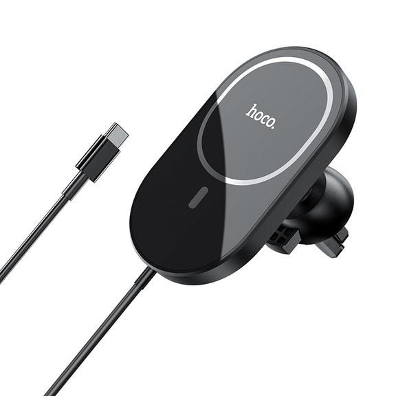 Uchwyt na telefon do samochodu indukcyjny zgodny z MagSafe Hoco 15W do kratki CA90 czarny