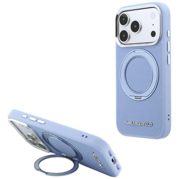KARL LAGERFELD futerał do IPHONE 18 Pro/17 Pro kompatybilny z MagSafe (Saffiano Classic Logo) jasnoniebieski