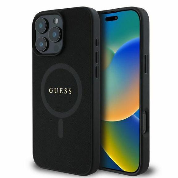 GUESS futerał do IPHONE 16 Pro Max kompatybilny z MagSafe GUHMP16XPSAHMCK (PU Saffiano Classic Logo) czarny
