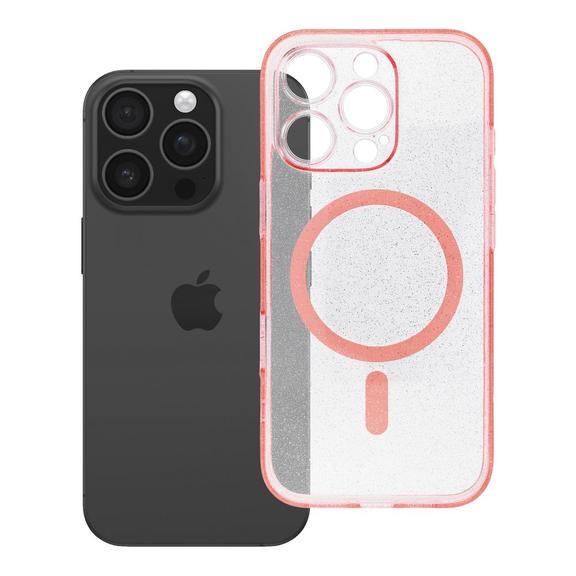 Etui na iPhone 16 PRO Clear Mag Cover - Glitter (Str / Camera Protection) zgodne z MagSafe  różowe glitter
