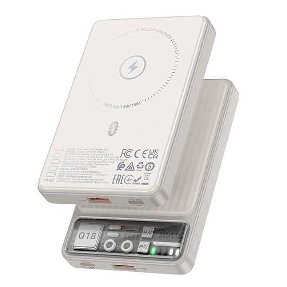 Powerbank zgodny z MagSafe Hoco 10000 mAh QC3.0 PD 3A 22,5W Q18 biały