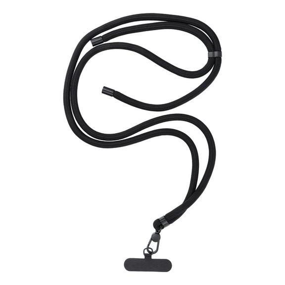 Smycz do telefonu, Zawieszka do telefonu - SWING (8mm) z regulacją długości / długość sznura 165cm (max 82,5cm w pętli) / na ramię lub szyję - czarny