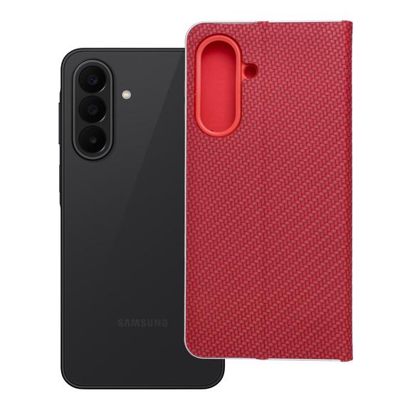 Etui z klapką na Samsung A27 Luna Book Carbon czerwone