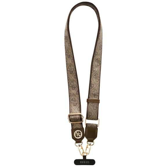 GUESS uniwesalny pasek GUUCNP4DGMW (4G PU Strap Tether Patch Strass Metal Logo) brązowy