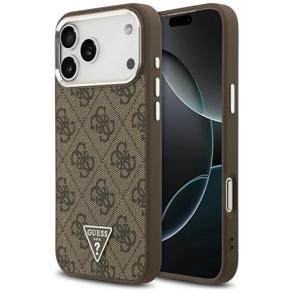 GUESS futerał do IPHONE 17 Pro Max kompatybilny z MagSafe GUHMP17XP4TSRCMW (PU 4G W/Triangle Logo SL) brązowy