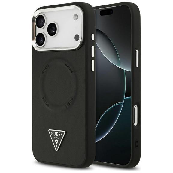 GUESS futerał do IPHONE 17 Pro kompatybilny z MagSafe GUHMP17LPSDTSCMK (PU W/ Triangle Logo) czarny