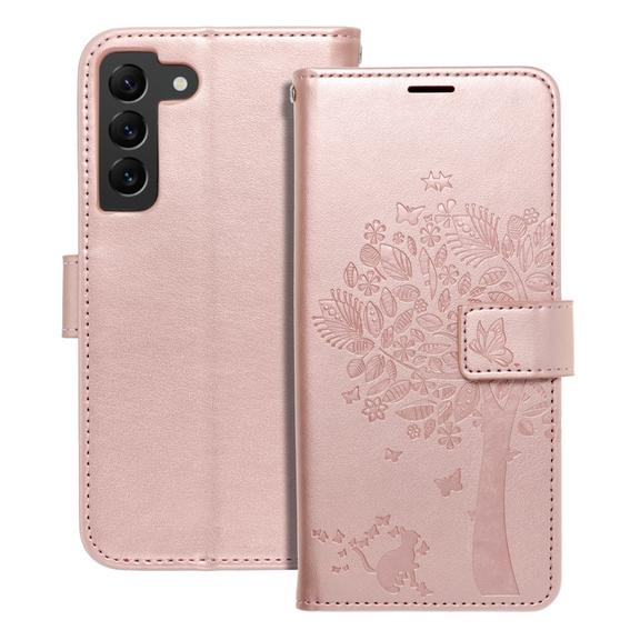 Etui z klapką na Samsung S22 Mezzo Book drzewo złoto-różowe