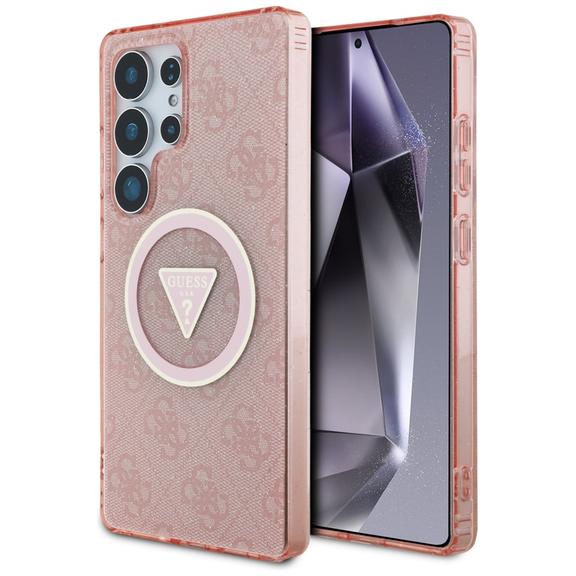 GUESS futerał do SAMSUNG S25 Ultra GUHMS25LHG4PRTGP (Magnetic IML Metal Glitter 4G Circle Triangle) różowy