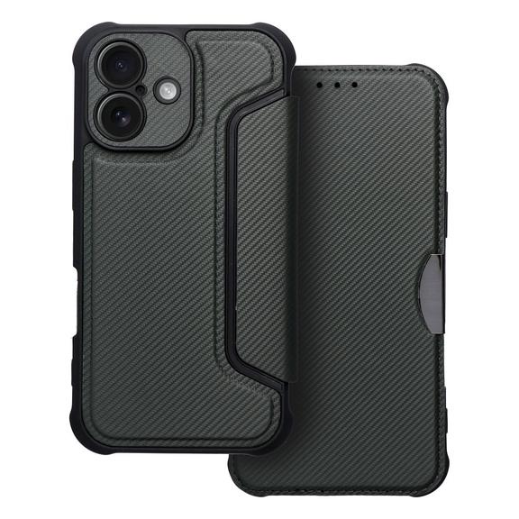 Etui z klapką na iPhone 16 PLUS Razor Book ciemnozielone