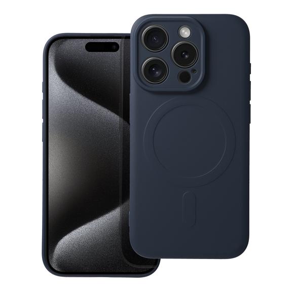 Futerał do iPhone 15 PRO Silicone Mag Cover zgodny z MagSafe tytanowy niebieski