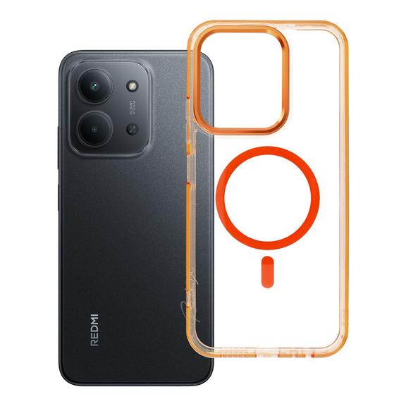 Etui na Xiaomi Redmi 15C (173,16 x 81,07 x 8,2) Frame Clear Hybrid Mag Cover zgodny z MagSafe pomarańczowe