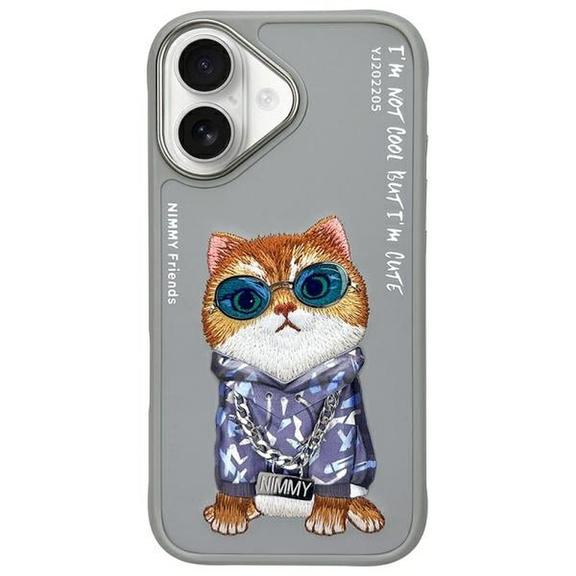 NIMMY futerał GLASSES COOL CAT do IPHONE 16 szary